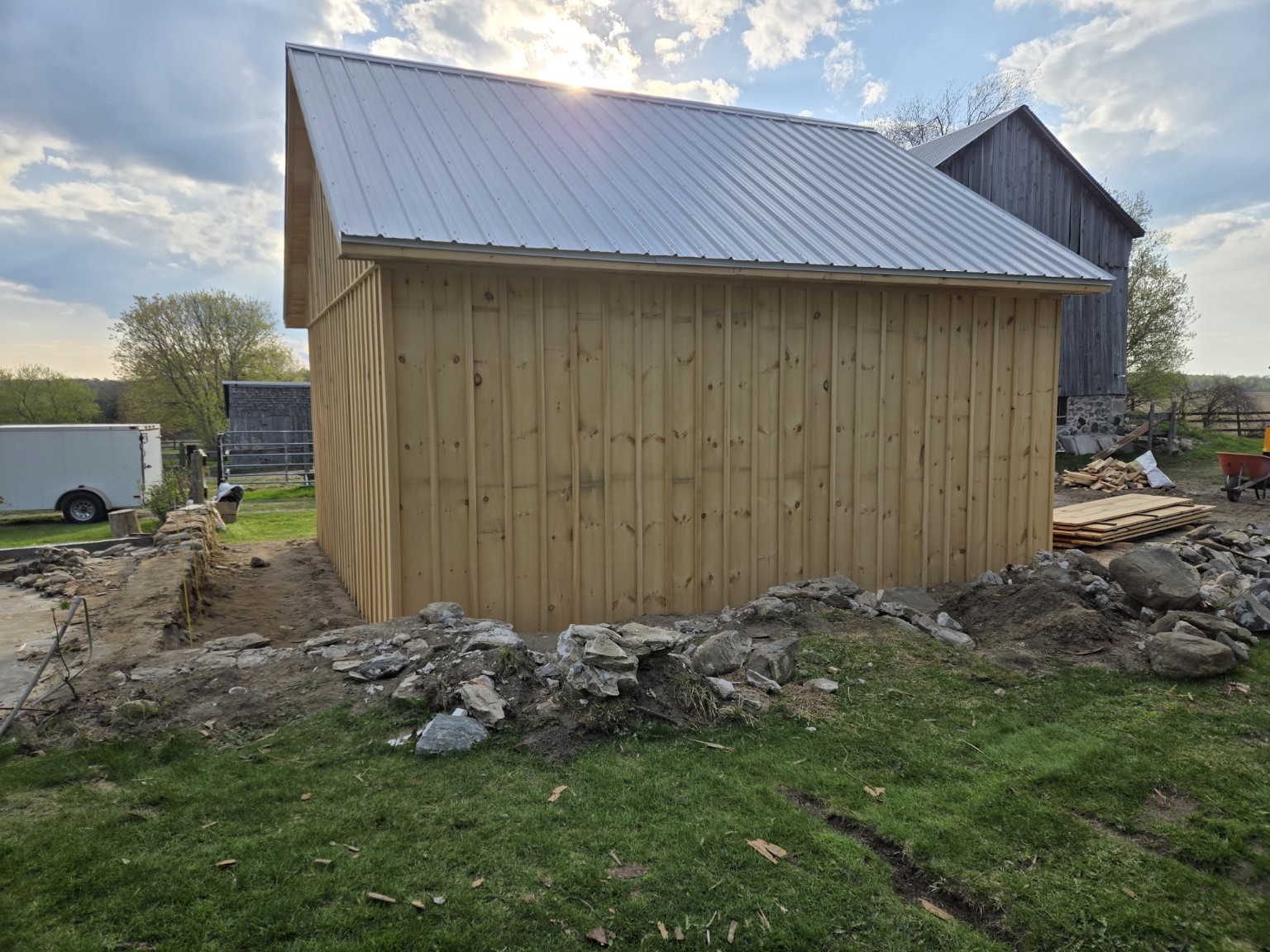 Rear elevation of the completed Scugog timber-frame barn